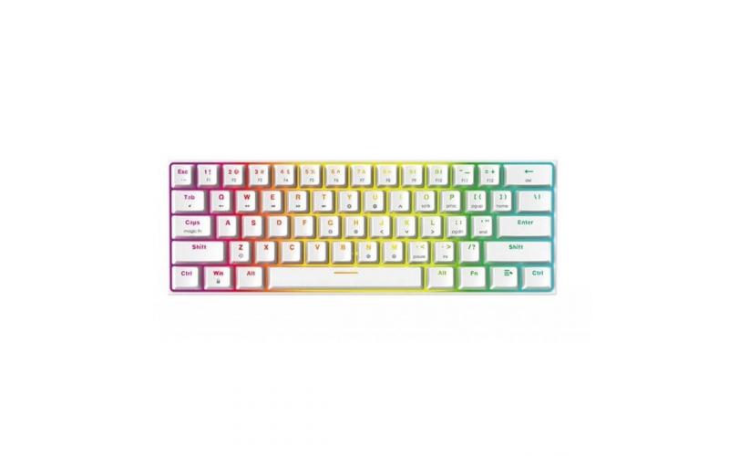 FANTECH MAXFIT61 MK857 RGB Wired 60% Mechanical Keyboard, 61 Keys Hot Swappable Type-C Programmable Gaming Keyboard, Red Switch-White